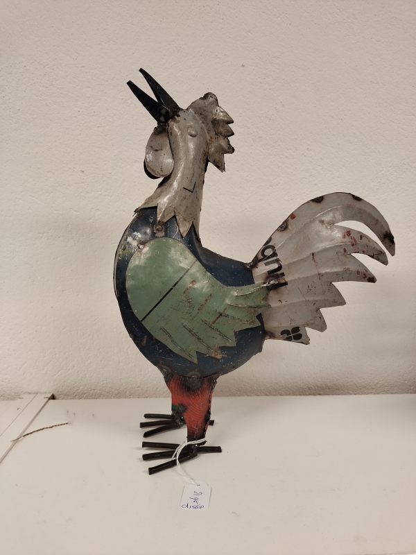 Haan gemaakt van gerecycled blik