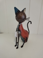 Zittende kat M van gerecycled blik