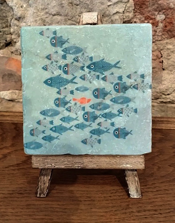 Decoratieve tegel sealife schol vissen blue