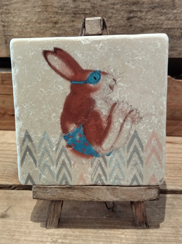 Decoratieve tegel konijn in zwembroek