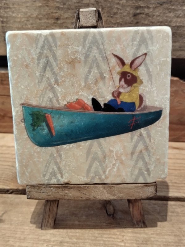 Decoratieve tegel konijn in kano