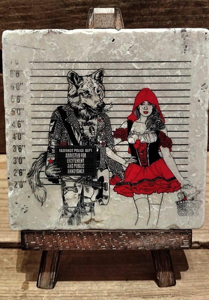 Decoratieve tegel Sprookjes Roodkapje en de wolf