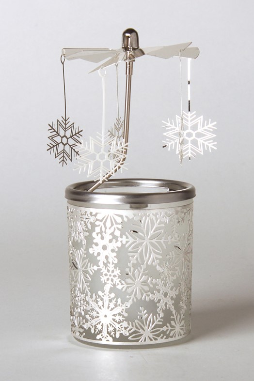 Kaars carrousel - kerst - sneeuwvlok met glazen bekertje