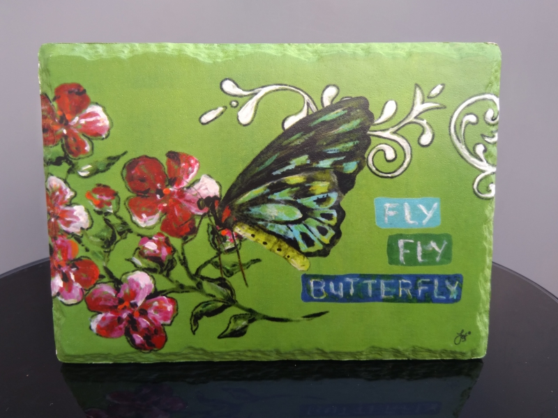 Jet decoratiebord Enjoyable groen butterfly