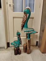 Houten pelikaan op paal - L