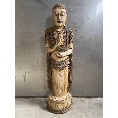 Groot boeddha beeld hout met touw