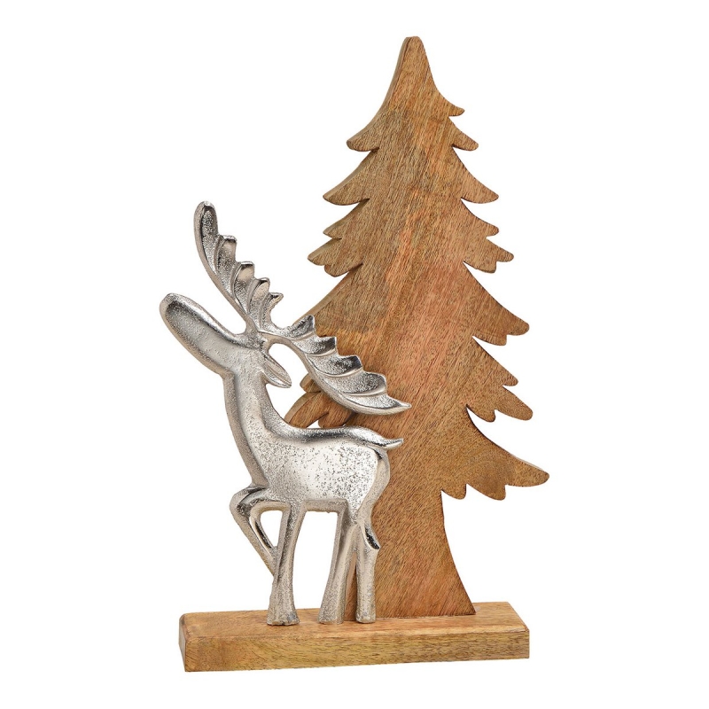 Kerstboom van mangohout met metalen eland