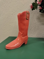 Aardewerk vaas cowboy laars salmon