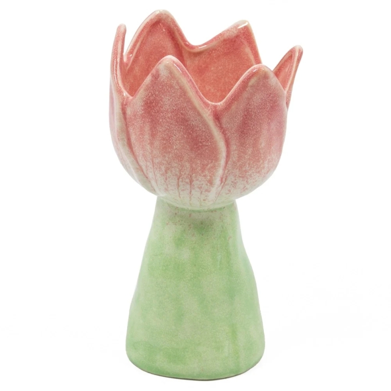 Aardewerk vaas tulp roze - S