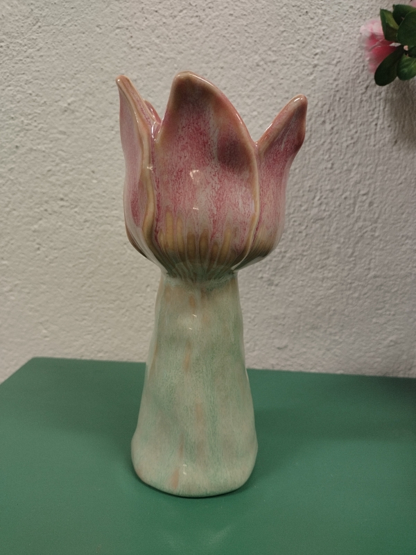 Aardewerk vaas tulp roze - M