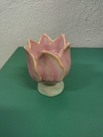 Aardewerk kandelaar tulp roze