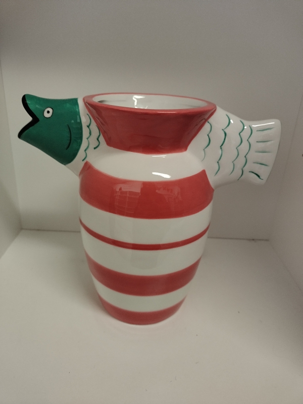 Vaas vis stripes rood wit