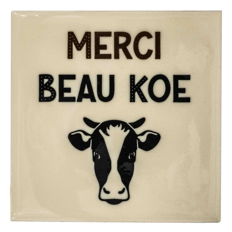 Tegeltje merci beau koe