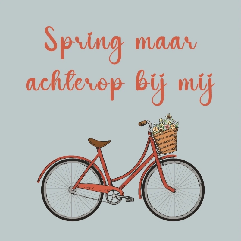 Tegeltje spring maar achterop