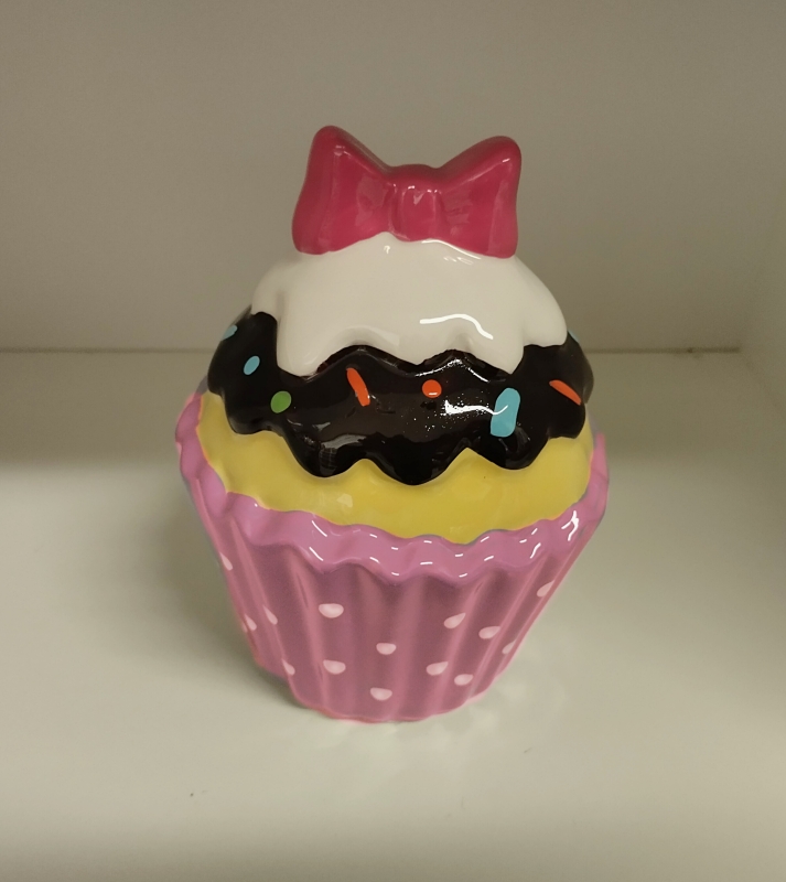 Cupcake spaarpot keramiek paars