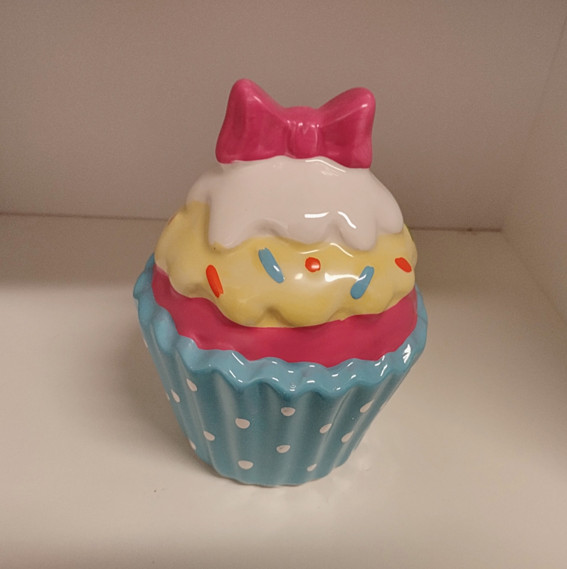 Cupcake spaarpot keramiek blauw