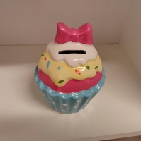 Cupcake spaarpot keramiek blauw