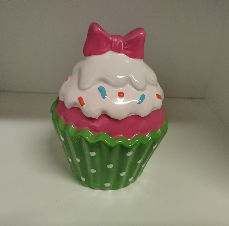 Cupcake spaarpot keramiek groen