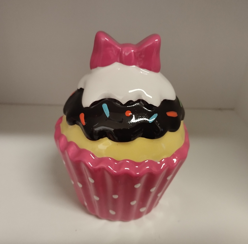 Cupcake spaarpot keramiek roze