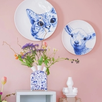 Wandbord poes Delfts Blauw