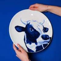 Wandbord koe Delfts Blauw