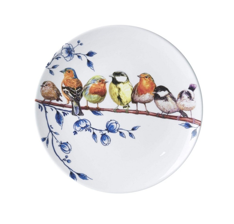 Wandbord bosvogels Delfts Blauw