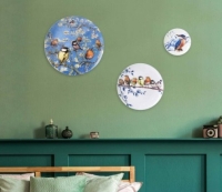 Wandbord bosvogels Delfts Blauw
