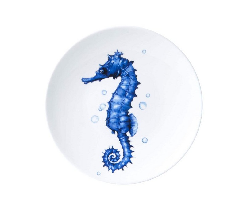 Wandbord zeepaardje Delfts Blauw