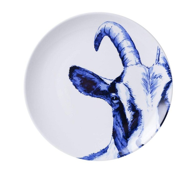 Wandbord geit Delfts Blauw