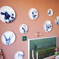 Wandbord golden retriever Delfts Blauw