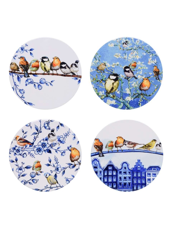 Onderzetters bosvogels Delfts Blauw