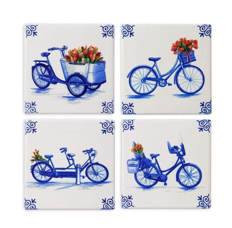 Onderzetters fiets Delfts Blauw