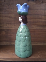 Aardewerk kandelaar vrouw bloem groen