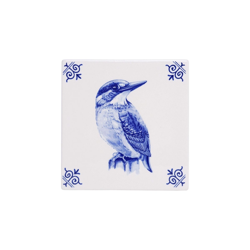 Tegel ijsvogel - Delfts blauw