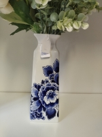 Vaas bloemen en pauw - Delfts Blauw - S
