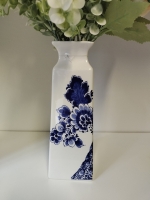 Vaas bloemen en pauw - Delfts Blauw - S
