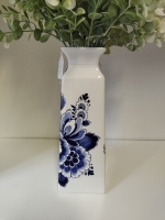 Vaas bloemen en pauw - Delfts Blauw - S