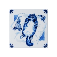 Onderzetters luie kat - Delfts Blauw