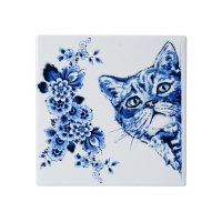 Onderzetters luie kat - Delfts Blauw