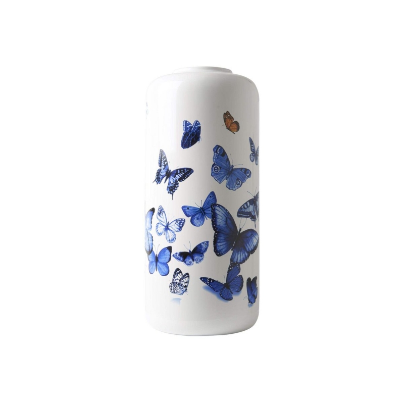 Cilinder vaas vlinders - Delfts Blauw