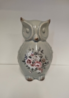 Decoratie uil keramiek groen/grijs