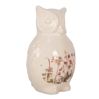 Decoratie uil keramiek beige