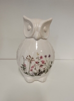 Decoratie uil keramiek beige
