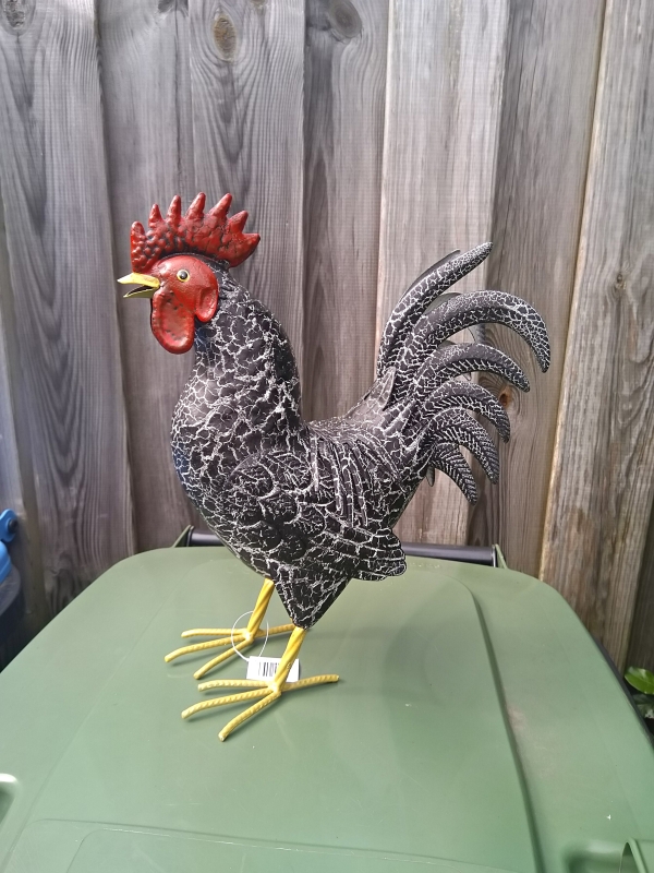 Metalen decoratie haan zwart