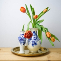 Slank vaasje bloemenpracht  - Delfts Blauw