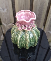 Aardewerk vaas flower unique - laag