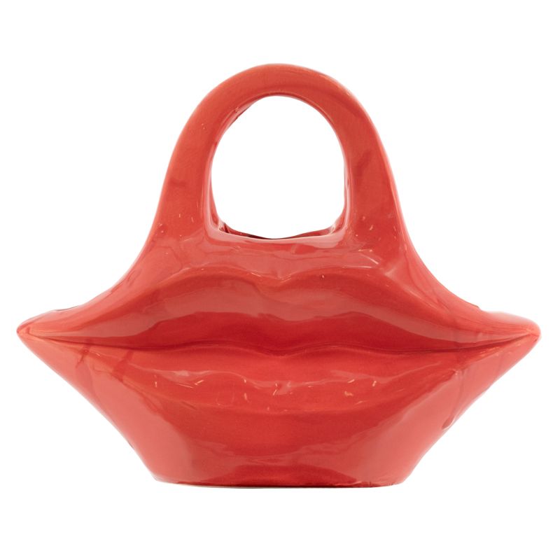 Aardewerk vaas lips rood - M