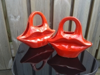 Aardewerk vaas lips rood - M