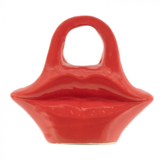 Aardewerk vaas lips rood - S