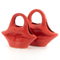 Aardewerk vaas lips rood - S